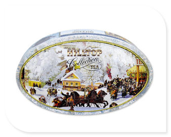 China Bote oval de la lata del té con la impresión de encargo del color de la caja de oro interna del metal aceptada proveedor
