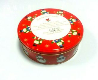 China Envase de la galleta de la lata del cilindro para el día de fiesta de la Navidad con la etiqueta en parte inferior proveedor