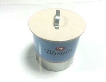 China Envases blancos/azules de la galleta de la lata con la tapa/la cubierta, 162x175 milímetro proveedor