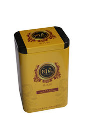 China Botes impresos amarillo del té de la lata del punto, carrito rectangular del metal proveedor