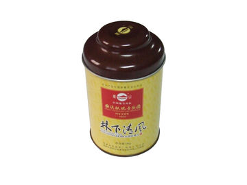 China Botes de encargo del té de la lata con la tapa especial y el cuerpo amarillo, color llano dentro proveedor
