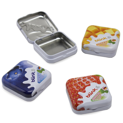 China Pequeño cuadrado Tin Box con las cajas de almacenamiento impresas tapa del metal para las mentas Tin Food Containers proveedor