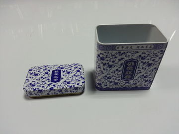 China botes del té de la lata de la hojalata con la placa de lata azul y blanca de la porcelana proveedor