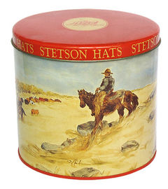 China Envase de la lata de los sombreros de Stetson para la galleta que empaqueta, tamaños opcionales de la caja del metal de la categoría alimenticia proveedor