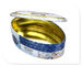 Bote oval de la lata del té con la impresión de encargo del color de la caja de oro interna del metal aceptada proveedor