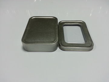 China Mini latas llanas de plata, envases claros cuadrados del regalo de la ventana fábrica
